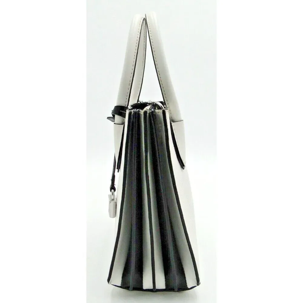 Michael Kors Mercer Medium Accordion Messenger‎  Retail Style In White & Black
